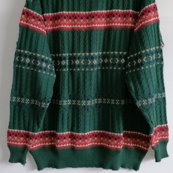 Kellerman Men's Green Sweater With Red Stripe Size See Measuremetns - Picture 4 of 6